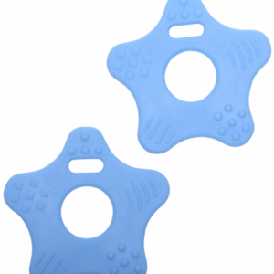 Teether rings - star baby blue, 2pcs