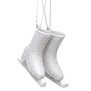 Skøyter 8cm hvit m/glitter
