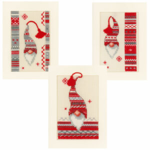 Broderisett kort 3stk - Christmas elf