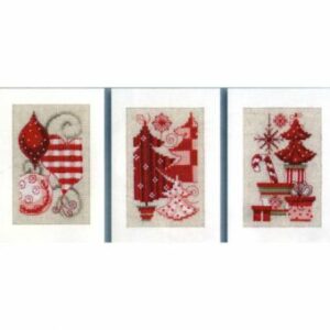 Broderisett kort 3stk - Christmas motifs