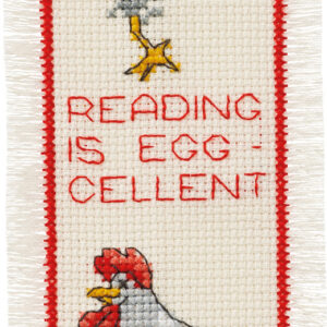 Broderisett - bokmerke "reading is egg-celent"