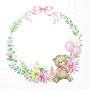 Serviett lunsj - Baby teddy bear pink