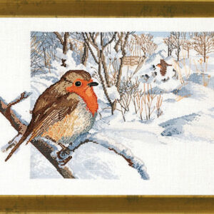 Broderisett - rødstrupe 47x34cm