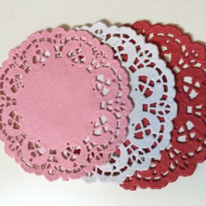 Kakservietter 10cm rød/rosa/hvit