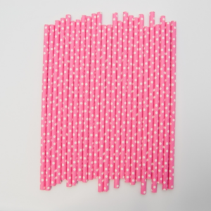 sugerør rosa/hvit prikk