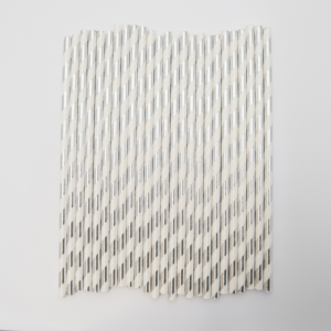 sugerør hvit/sølv striper