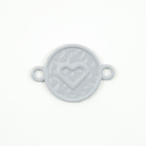 Metall rund m/hjerte blå