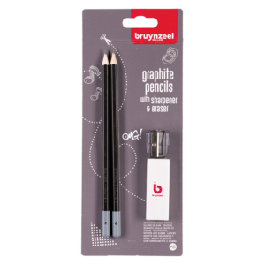 Bruynzeel B Graphite HB – 2stk + spisser&viskelær
