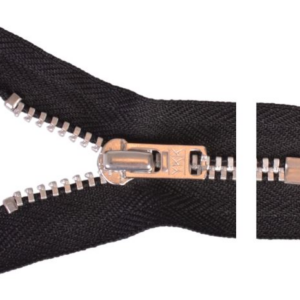 YKK glidelås 4mm aluminium, ikke delbar 20cm - sort