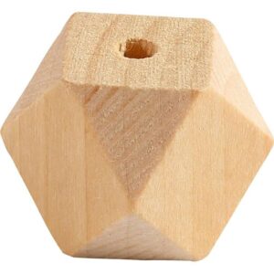 Treperle Facettslipt, B: 20 mm, hullstr. 3 mm, furu, 6stk.