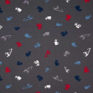 Jersey print 145cm - trucks grey