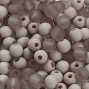 Plastperler 6mm, lys grå, 40g