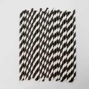 Sugerør hvit/sort striper