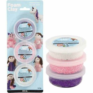 Foam Clay, hvit/lilla/pink, metallic og glitter, 3x14g