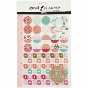 Stickersbok, A5 150x210 mm, gull/koral/rød