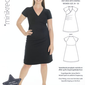 Minikrea papirmønster – Kjole med drapering, str 34-50