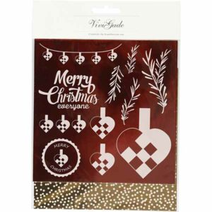 Dekorasjonsfolie/design limark hvit/gull/rød 2x2ark