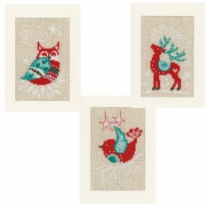 Broderisett kort 3stk - winter scenes