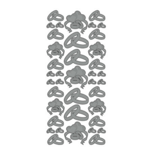 Stickers sølv, hjerter/ringer