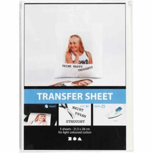 Transferark, 21,5x28cm, transparent, til lyse tekstiler, 5ark