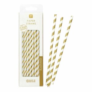 Mix & Match - sugerør stripe gull 30stk