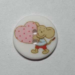 Knapp - mus - 15mm - hvit