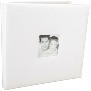 MBI Fashion Fabric Post Bound Album W/Window 12"X12" - white