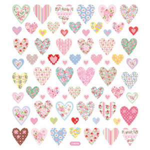 Klistremerker - hjerter pastel m/glitter