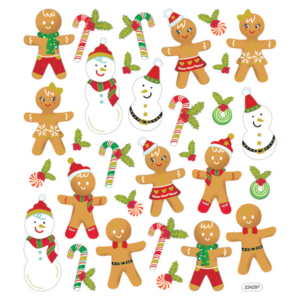 Klistremerker - Pepperkaker og snømenn