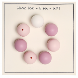 Silicone beads 15mm - rosamix 7stk