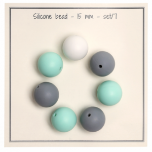 Silicone beads 15mm - turkismix 7stk