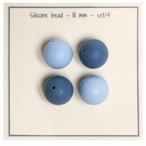Silicone beads 18mm - blåmix 4stk