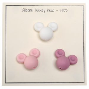 Silicone beads Mickey - rosamix 3stk