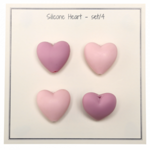 Silicone beads Hearts - rosamix 4stk