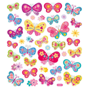 Klistremerker - sommerfugler m/glitter