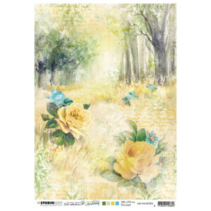 Studio Light New Awakening Rice paper – Forest road & roses