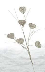 Pyntegren med hjerter gullglitter 70cm