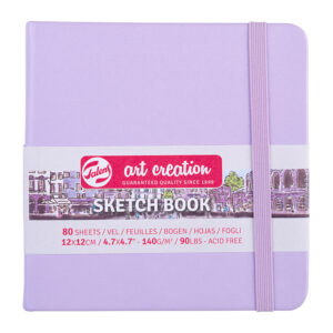 Art Creation Skissebok m/strikk 140g Pastel Violet – 12x12cm