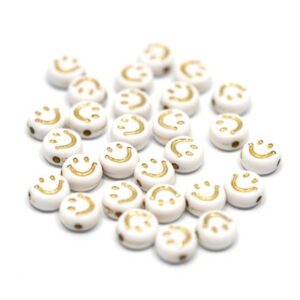 Perle Smiley Rund Hvit 4x7mm