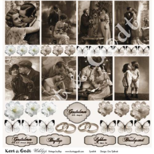 utklipp vintage bryllup 12x12"