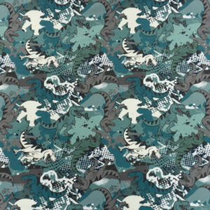 French Terry Brushed print - dino's dusty green