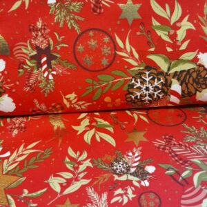 jersey bomull foil print - christmas red