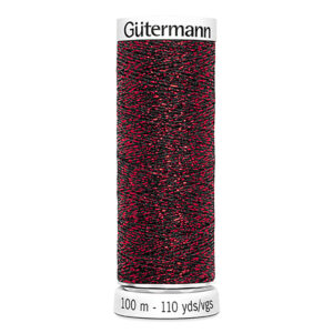 Gütermann Sparkly Effect 100m – 9946 sort/rød