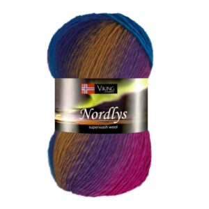 Viking Garn Nordlys - 938 multi Grønn/rosa
