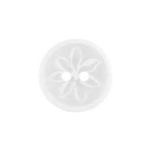 Knapp – Rund med blomst – 20mm – Hvit