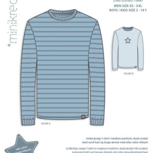 Minikrea papirmønster - langermet t-shirt 2-14år/XS-XXL