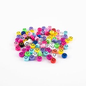 Perle Smiley Rund/flat Farger 8mm