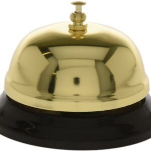 Bordklokke bjelle gull m/sort 8,5x6cm