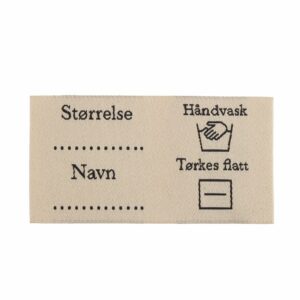 Merkelapp med tekst 35x65mm – Størrelse og vaskeanvisning