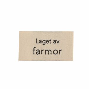 Merkelapp med tekst 25x45mm – Laget av farmor